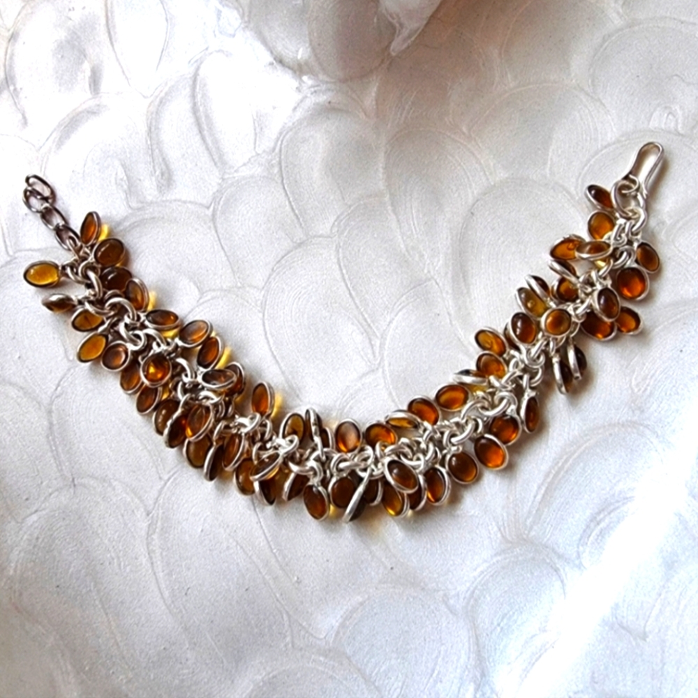 Vintage Citrine Multi-Stone Elegant Sterling Silver Bracelet